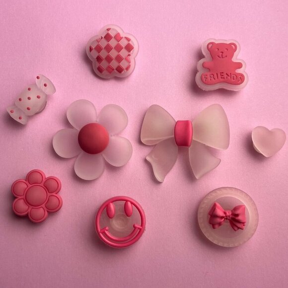 Accessories - Pink Theme Crocs Shoe Charms Set of 9 - jibbitz Charms